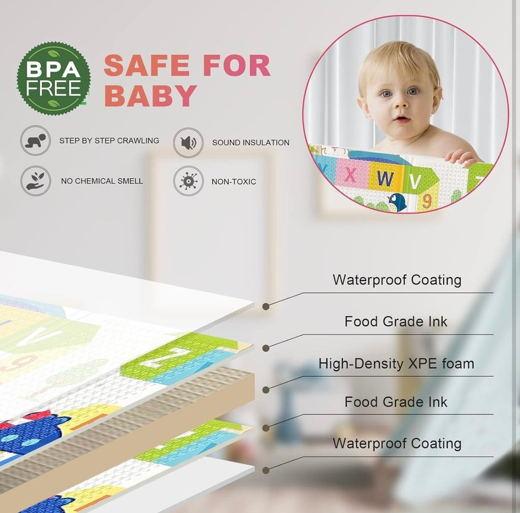 Matplay™️ | Premium Reversible extra large Baby floor mat| Learn & Play mat| Easy to carry and fold