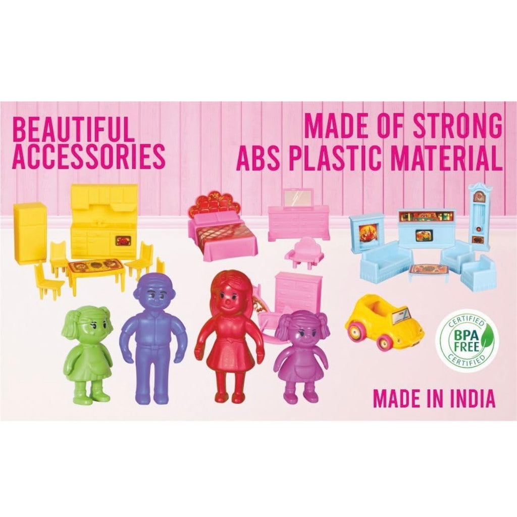 Deluxe Doll House - 50 Pcs | Girls Role Playset | Pretend Play | Dollhouse Accessories | Imaginative Play | Playhouse | For Kids Age 3+ years