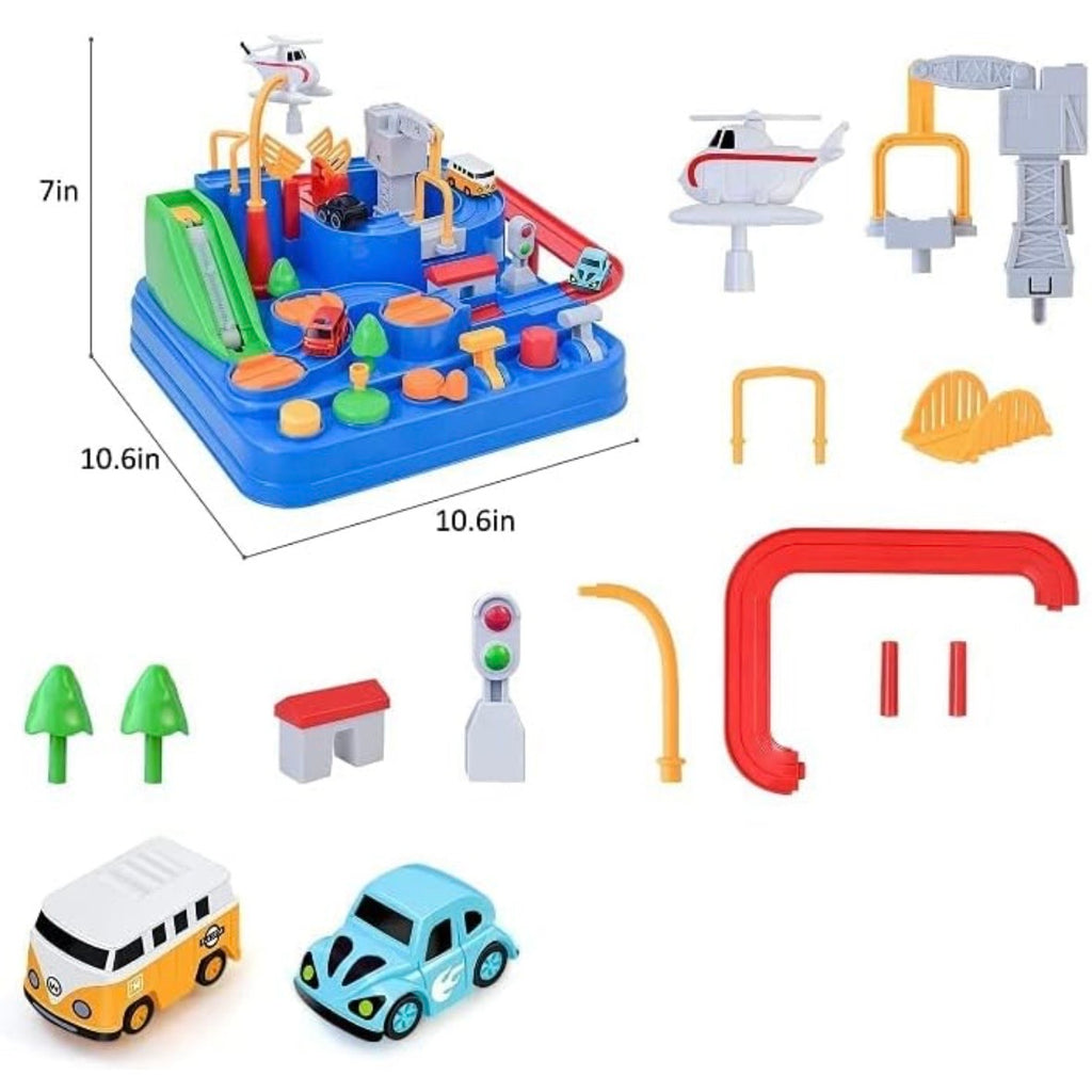 Car Race Track Adventure Toys for 3+ Year Old Boys & Girls, City Rescue Preschool Educational Vehicle Puzzle Playset