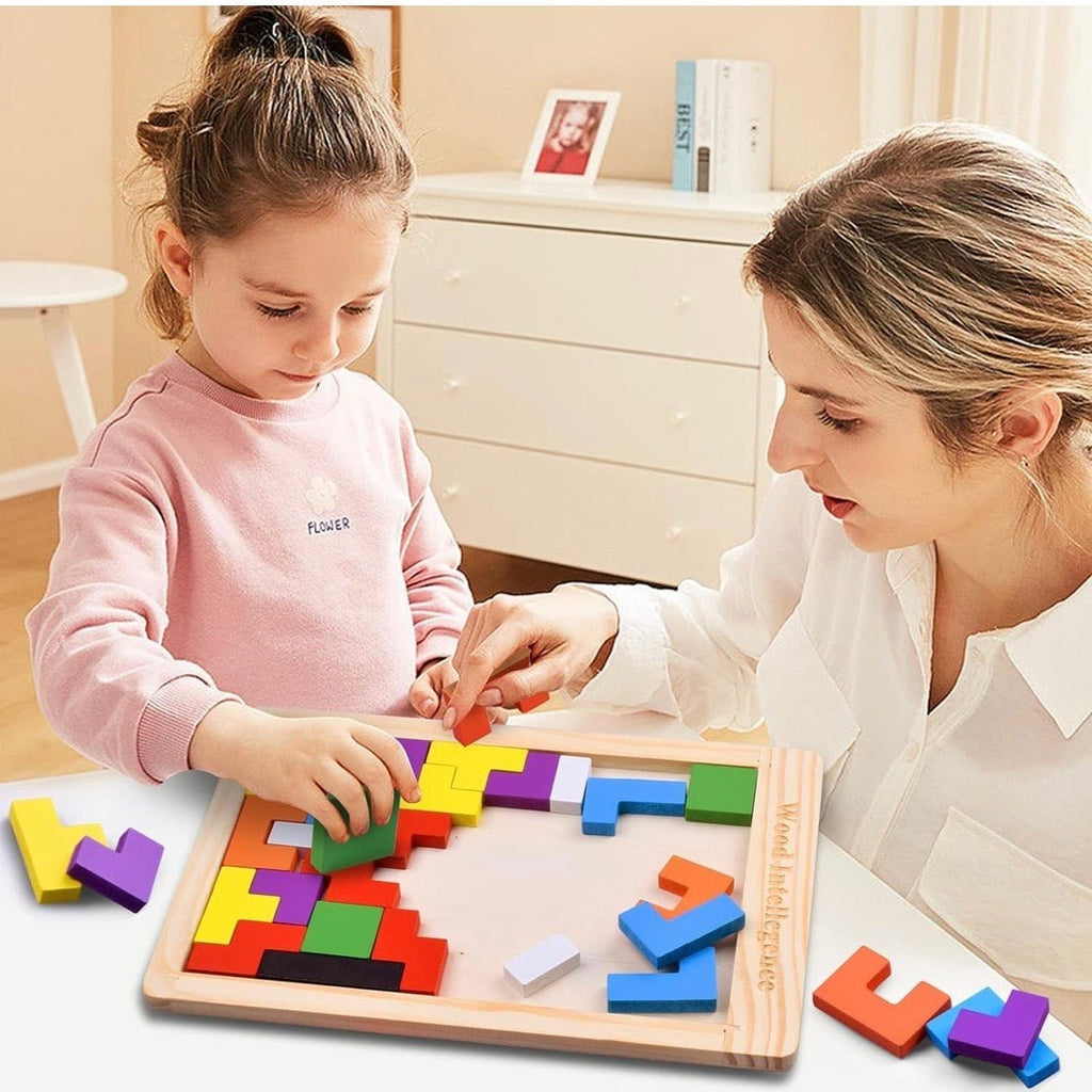 Wooden Tangram Puzzle — 40-Piece Montessori Set - mumzlife