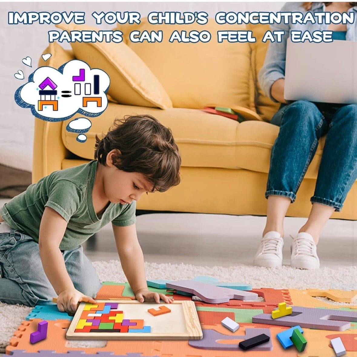 Wooden Tangram Puzzle — 40-Piece Montessori Set - mumzlife