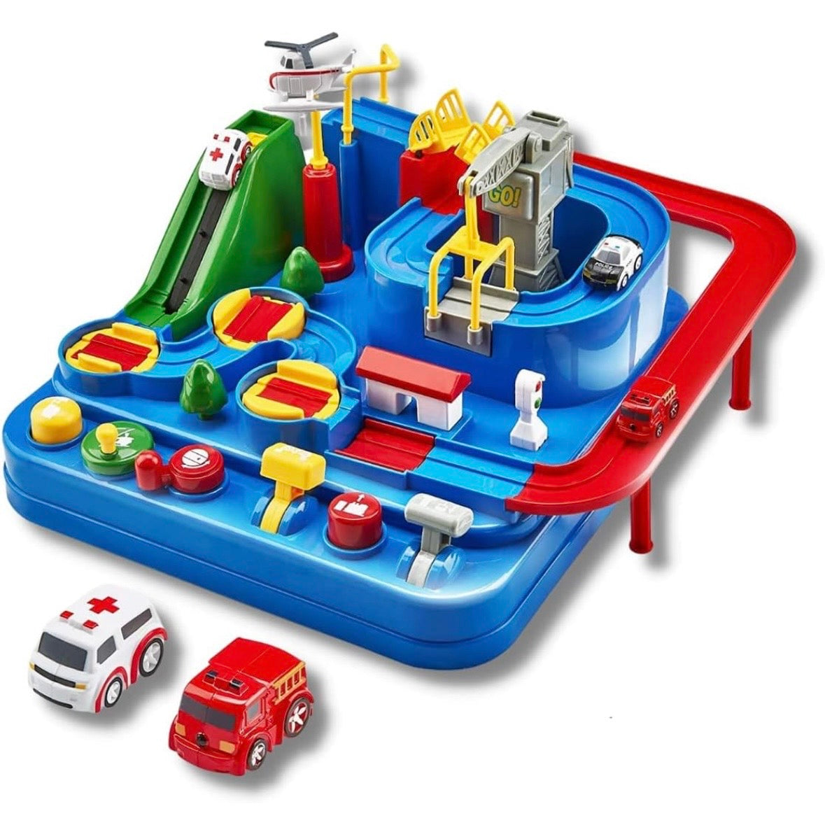 Car Race Track Adventure Toys for 3+ Year Old Boys & Girls, City Rescue Preschool Educational Vehicle Puzzle Playset