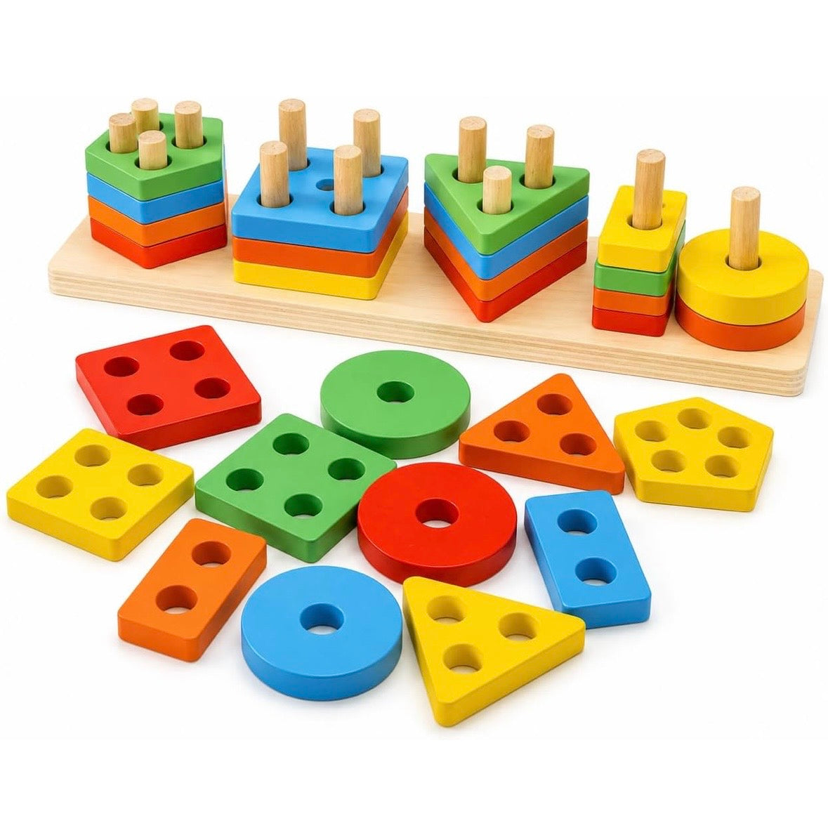 Smart Activity Fun&Learning Blocks Geometrics, Educational & Learning Sorter Toys, Color Choose Stacking Game for Kids Baby, 1 2 3+ Year Activity Toys (Geometric Block)