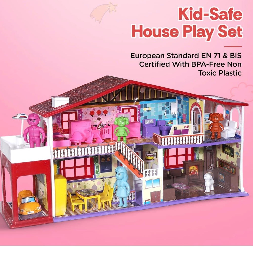Deluxe Doll House - 50 Pcs | Girls Role Playset | Pretend Play | Dollhouse Accessories | Imaginative Play | Playhouse | For Kids Age 3+ years