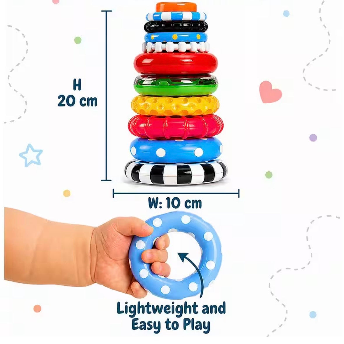Colourful Stacking Rings - 10 Pcs