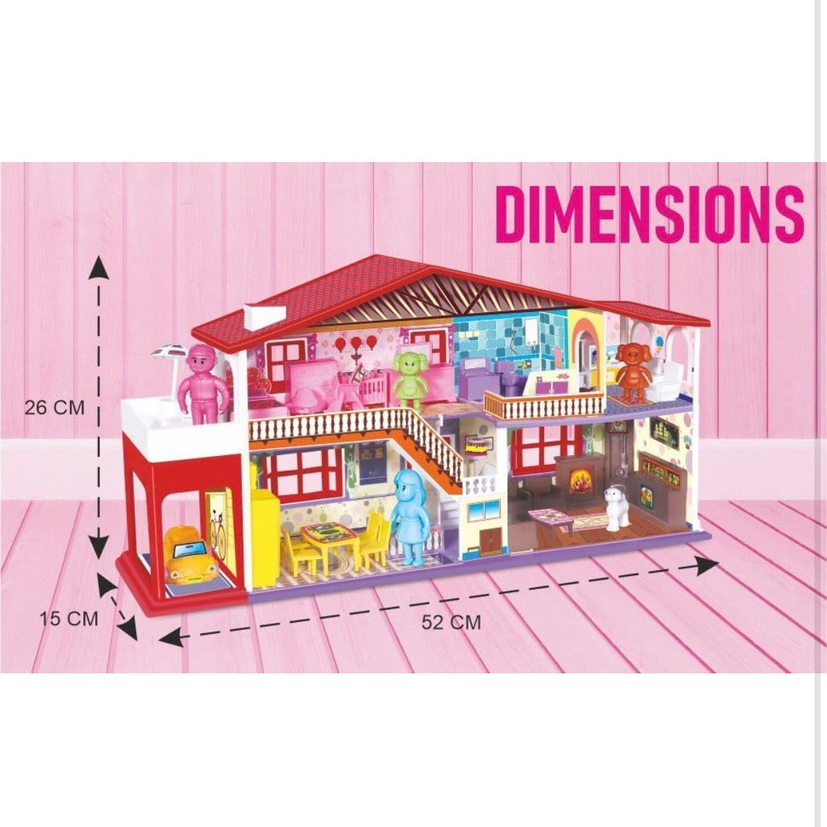 Deluxe Doll House - 50 Pcs | Girls Role Playset | Pretend Play | Dollhouse Accessories | Imaginative Play | Playhouse | For Kids Age 3+ years