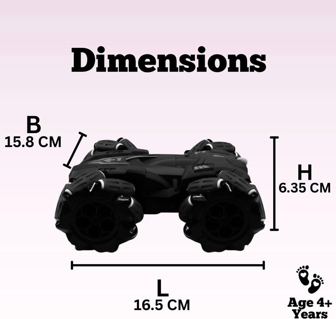 Mumzlife Remote Control Stunt Car 4WD | 360° Rotating Drift RC Car for Kids | Dual-Sided Climbing | High-Speed Tumbling | Rechargeable C-Type | Made in India (Black)