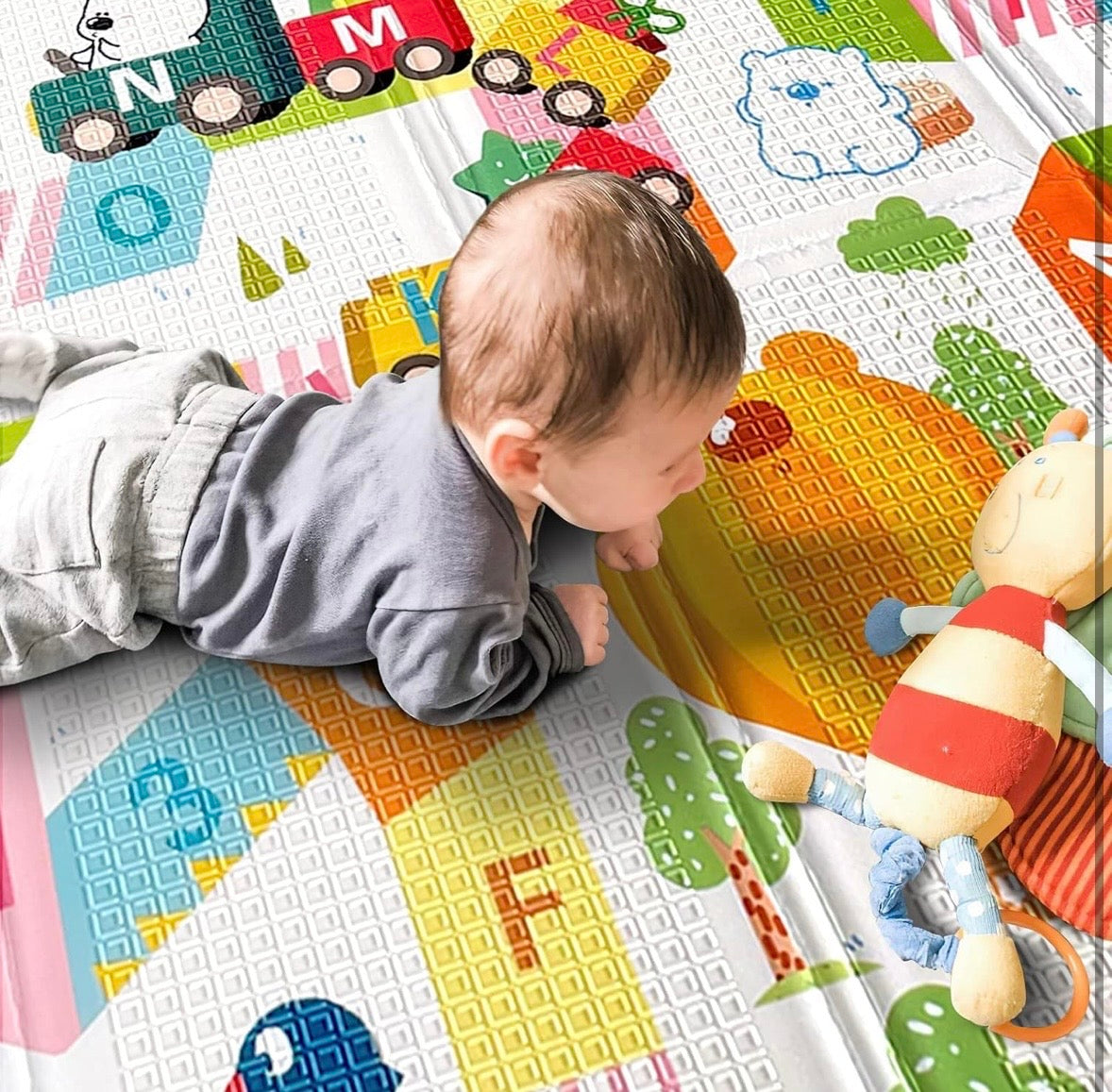 Matplay™️ | Premium Reversible extra large Baby floor mat| Learn & Play mat| Easy to carry and fold