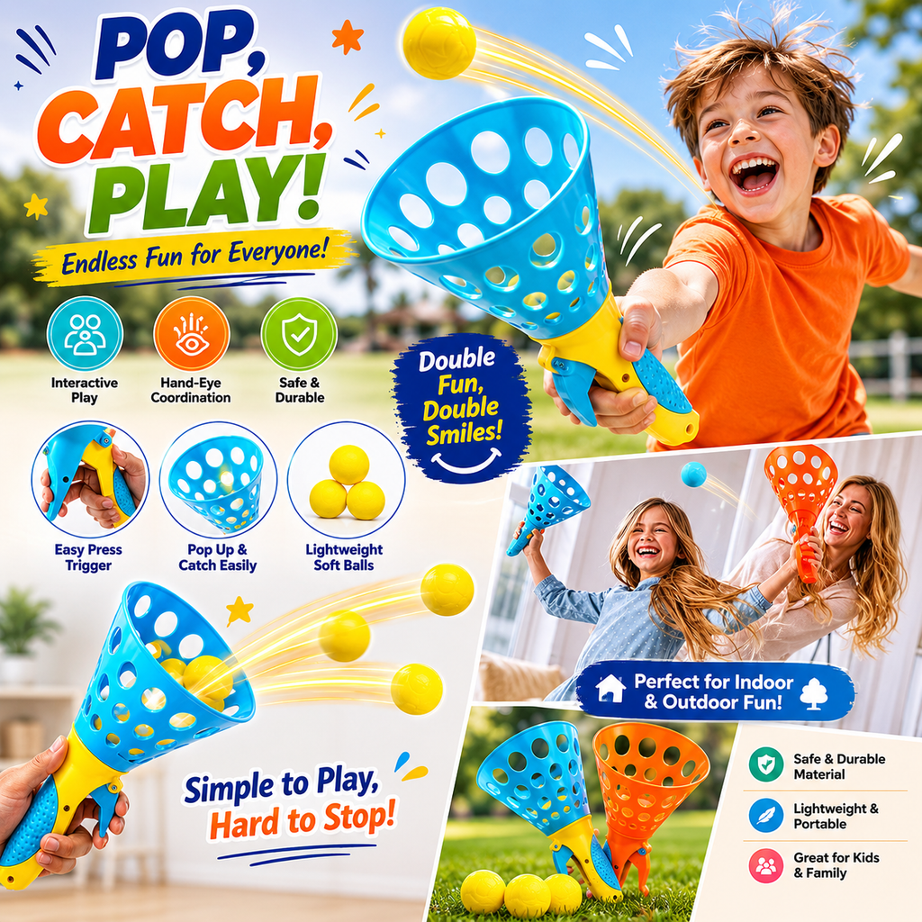 Pop-Up Ball Catcher Game for Kids | Interactive Indoor & Outdoor Toy for Family Fun