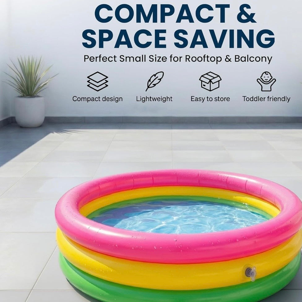 3 Feet Inflatable Kids Pool Bath Pool Tub, Summer Water Fun Bathing Tub Toy for Kids - 34x 10 Inches