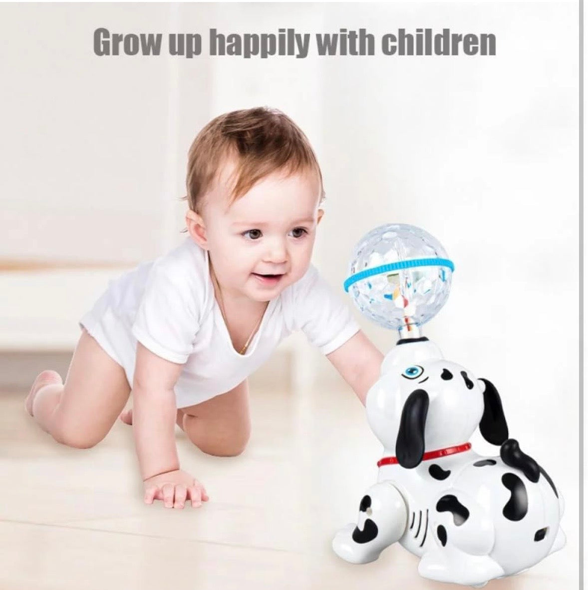 Dancing Dog Toy with music and 3d LED light ball
