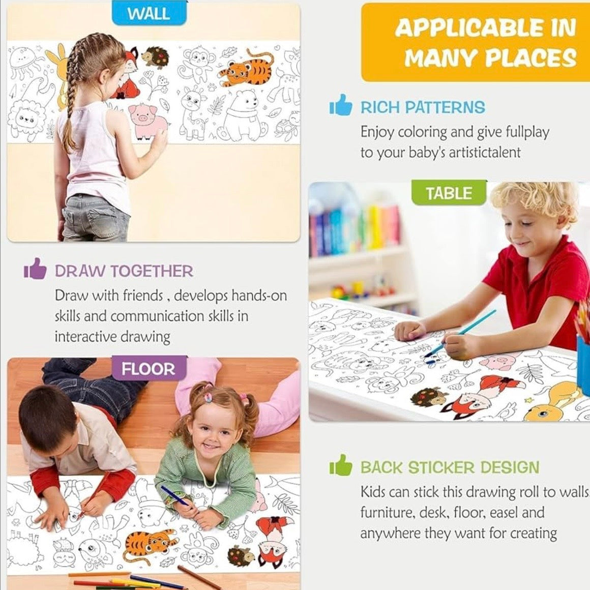 Large Colouring Roll Sheet for Kids - 300 x 30 cms