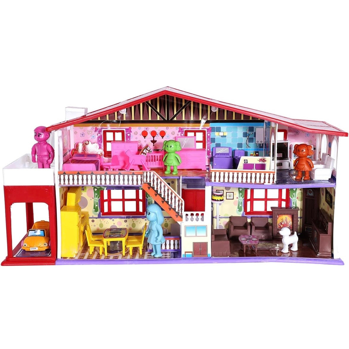 Deluxe Doll House - 50 Pcs | Girls Role Playset | Pretend Play | Dollhouse Accessories | Imaginative Play | Playhouse | For Kids Age 3+ years