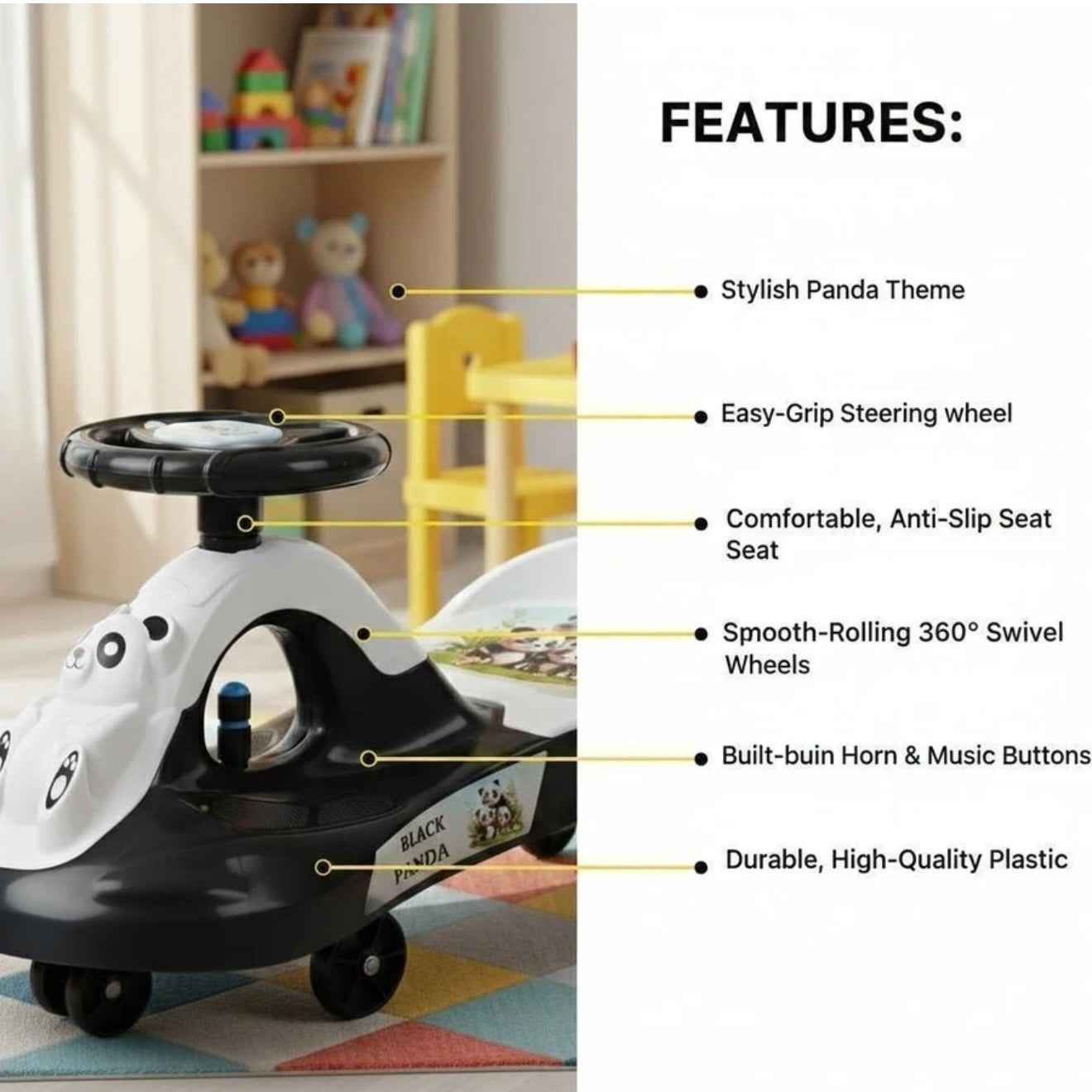 Baby Panda Kids Magic Car/ Swing Car Ride On