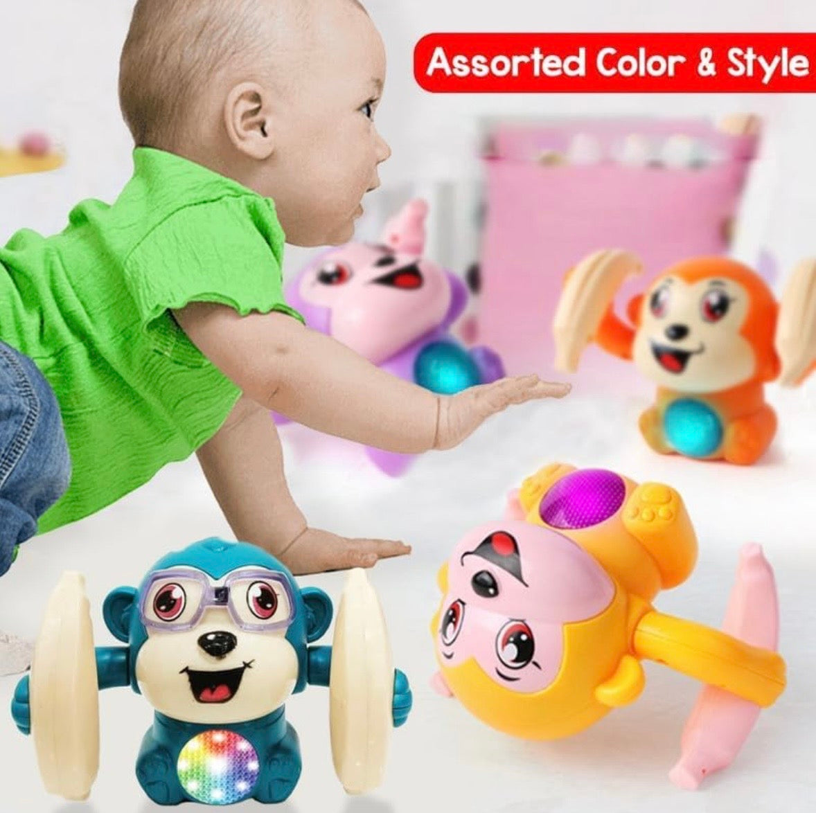 Multicolor Dancing Spinning Monkey musical toy with Light and Sound