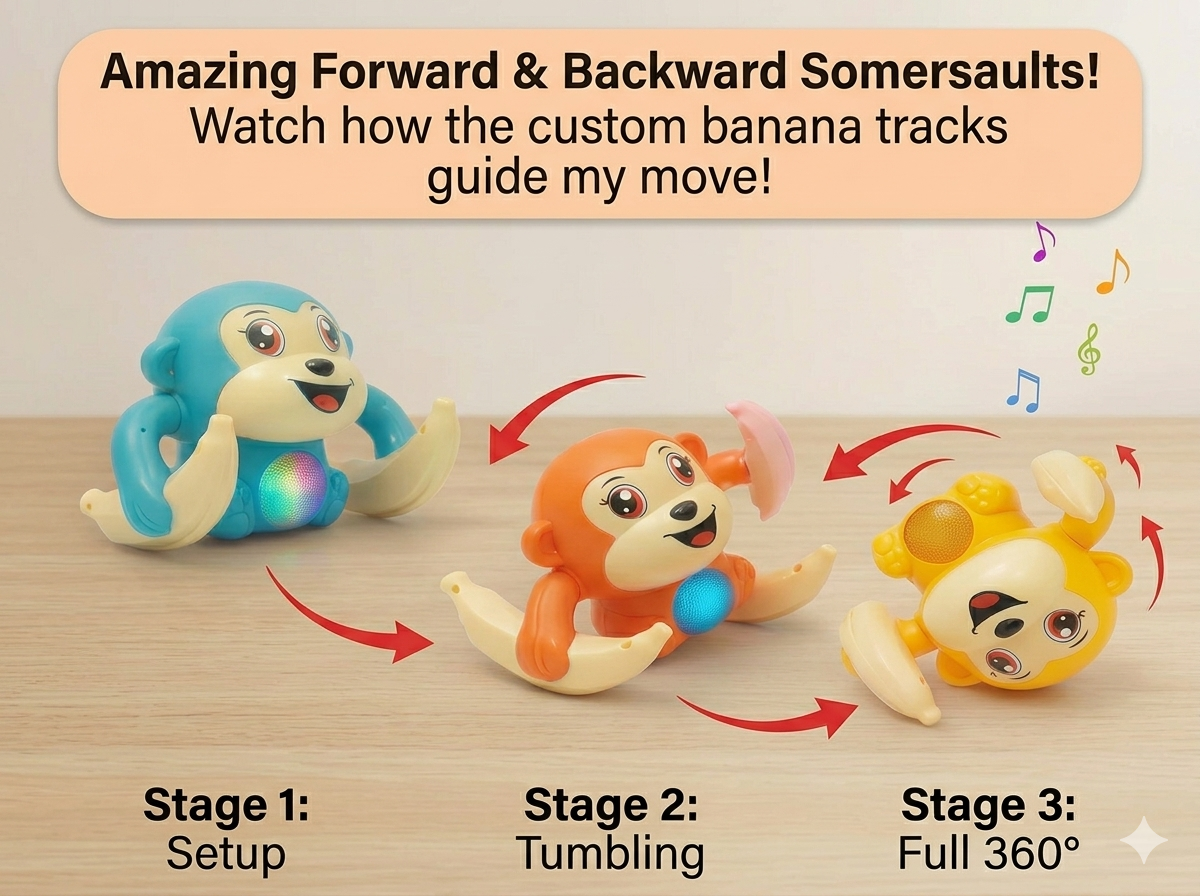 Multicolor Dancing Spinning Monkey musical toy with Light and Sound
