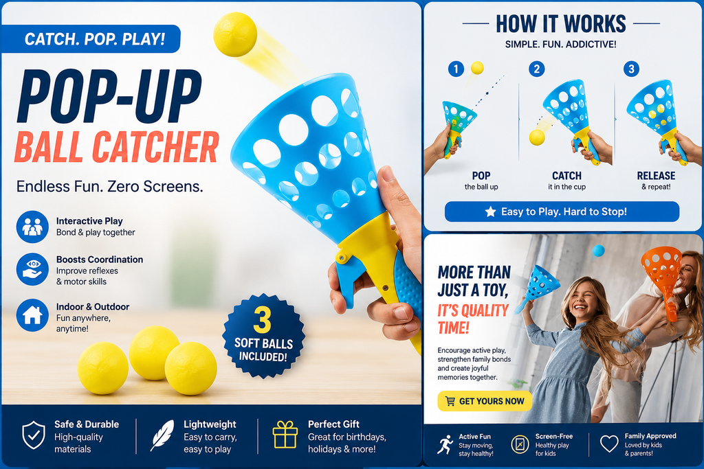 Pop-Up Ball Catcher Game for Kids | Interactive Indoor & Outdoor Toy for Family Fun