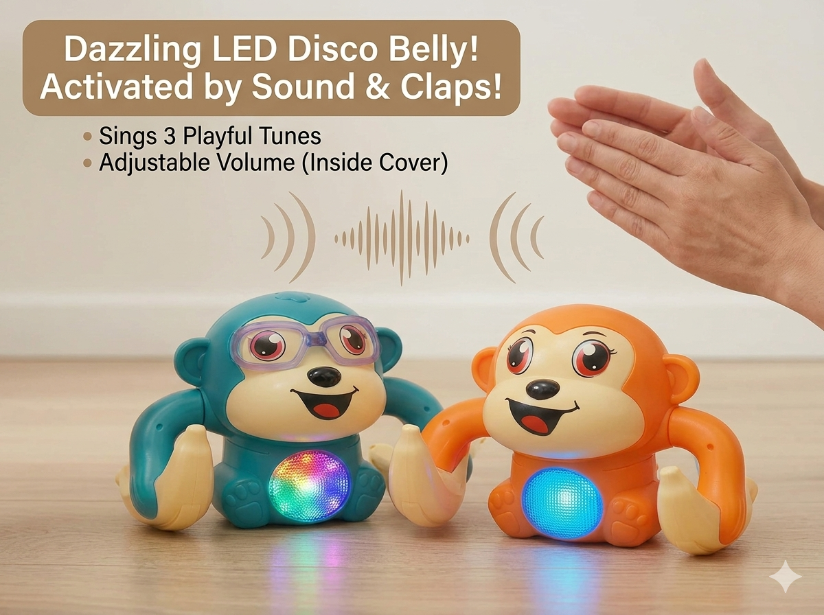 Multicolor Dancing Spinning Monkey musical toy with Light and Sound