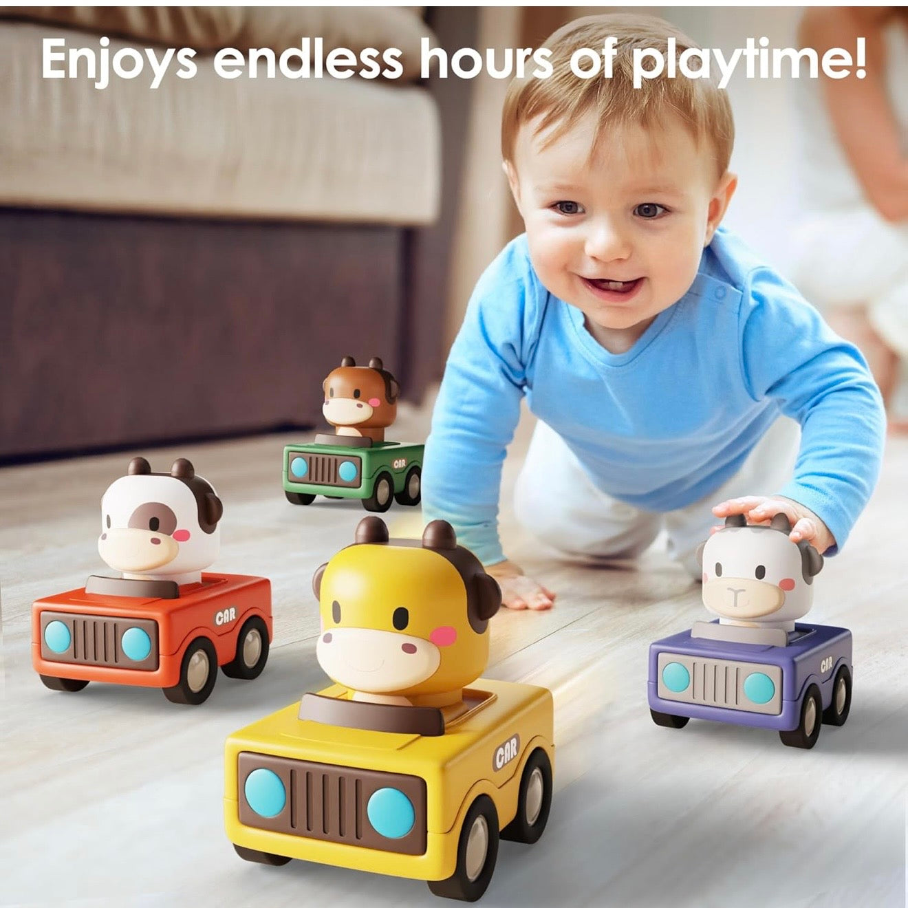 Press to Run Animal Car Toy - 4 pcs