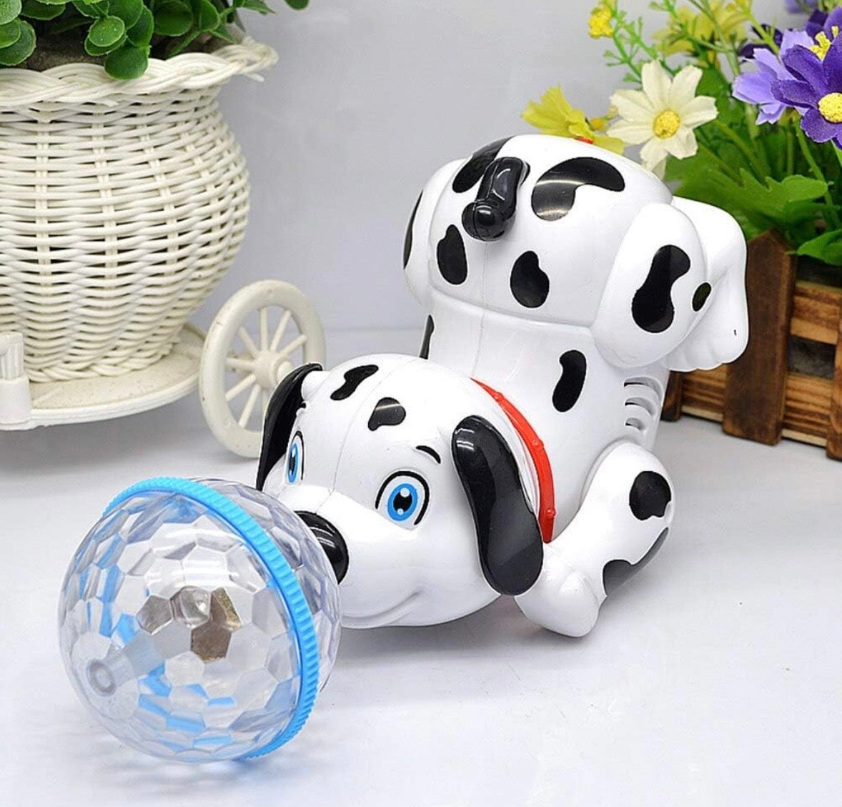 Dancing Dog Toy with music and 3d LED light ball