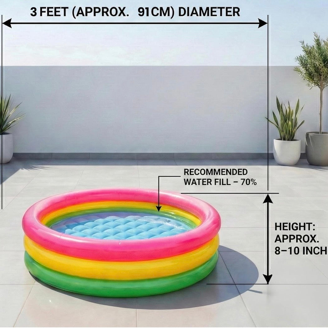3 Feet Inflatable Kids Pool Bath Pool Tub, Summer Water Fun Bathing Tub Toy for Kids - 34x 10 Inches
