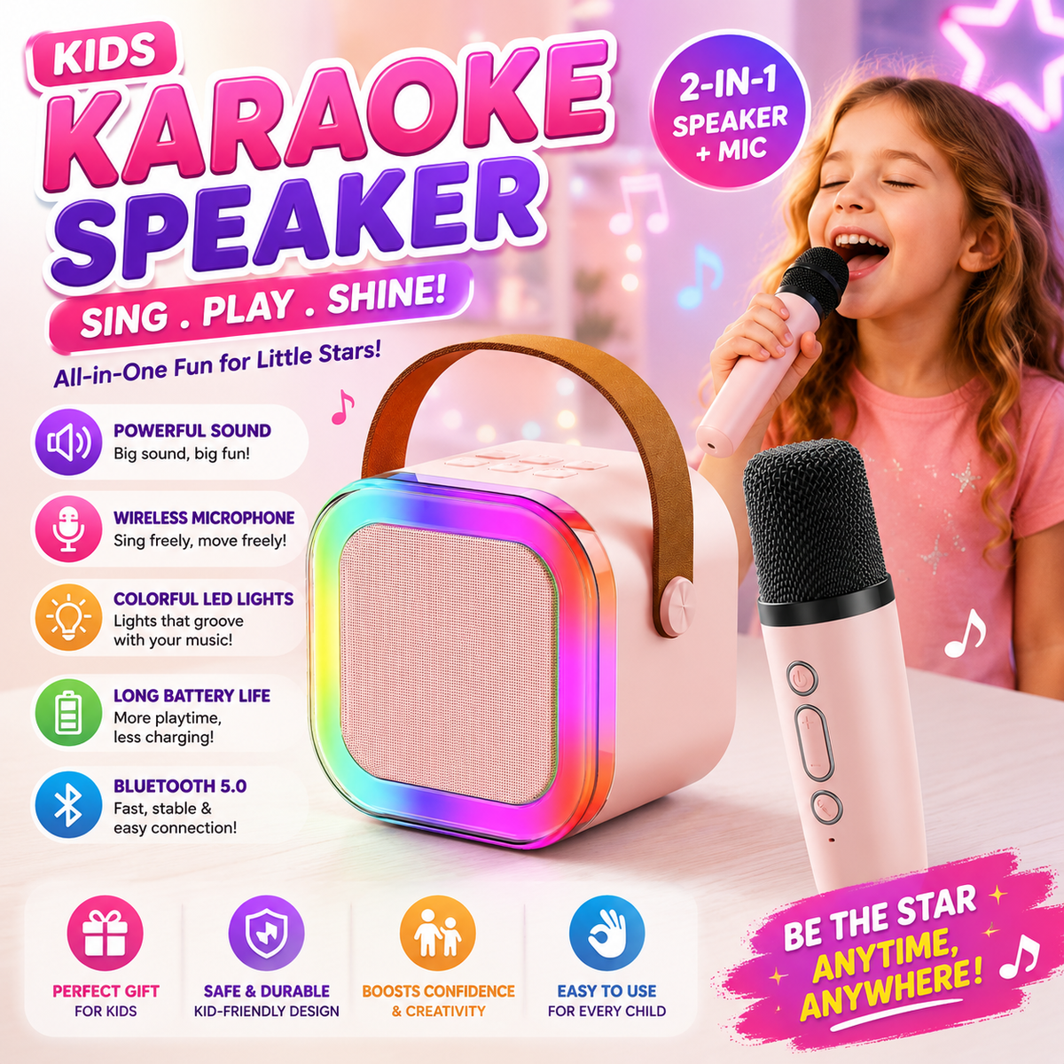 Karaoke Speaker & Mike - Portable & Rechargeable - mumzlife