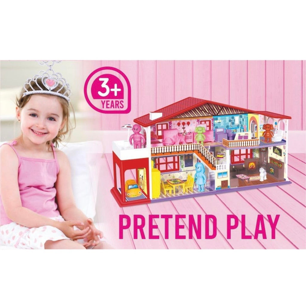 Deluxe Doll House - 50 Pcs | Girls Role Playset | Pretend Play | Dollhouse Accessories | Imaginative Play | Playhouse | For Kids Age 3+ years