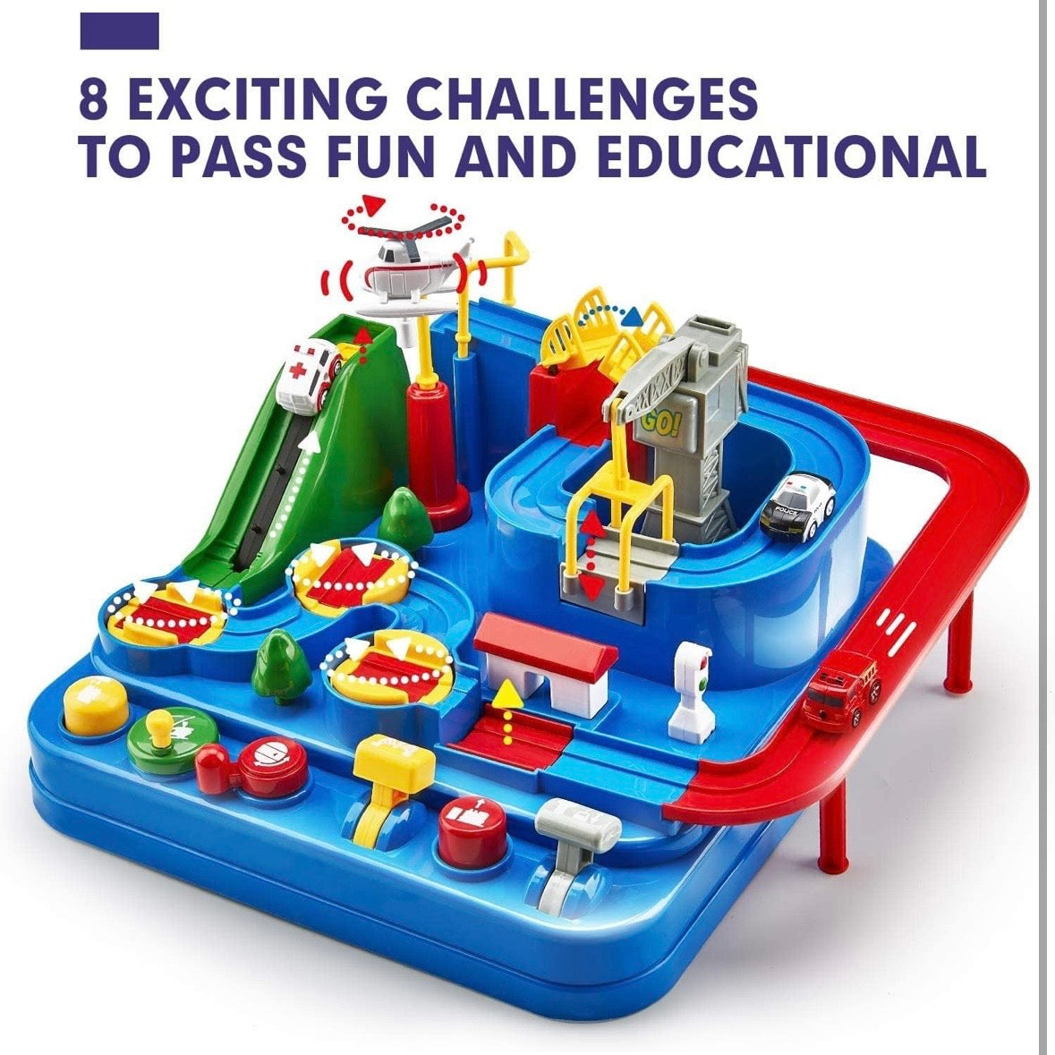 Car Race Track Adventure Toys for 3+ Year Old Boys & Girls, City Rescue Preschool Educational Vehicle Puzzle Playset
