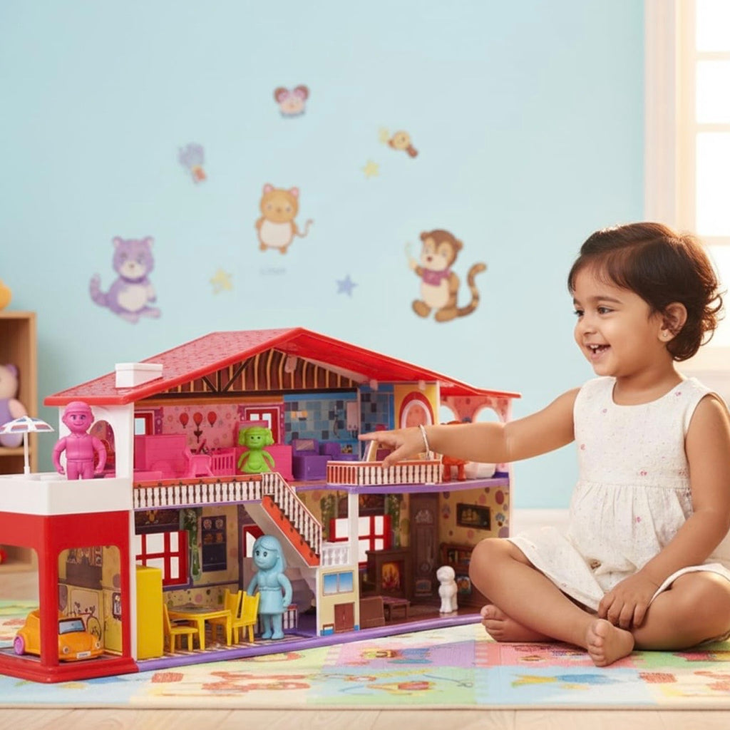 Deluxe Doll House - 50 Pcs | Girls Role Playset | Pretend Play | Dollhouse Accessories | Imaginative Play | Playhouse | For Kids Age 3+ years