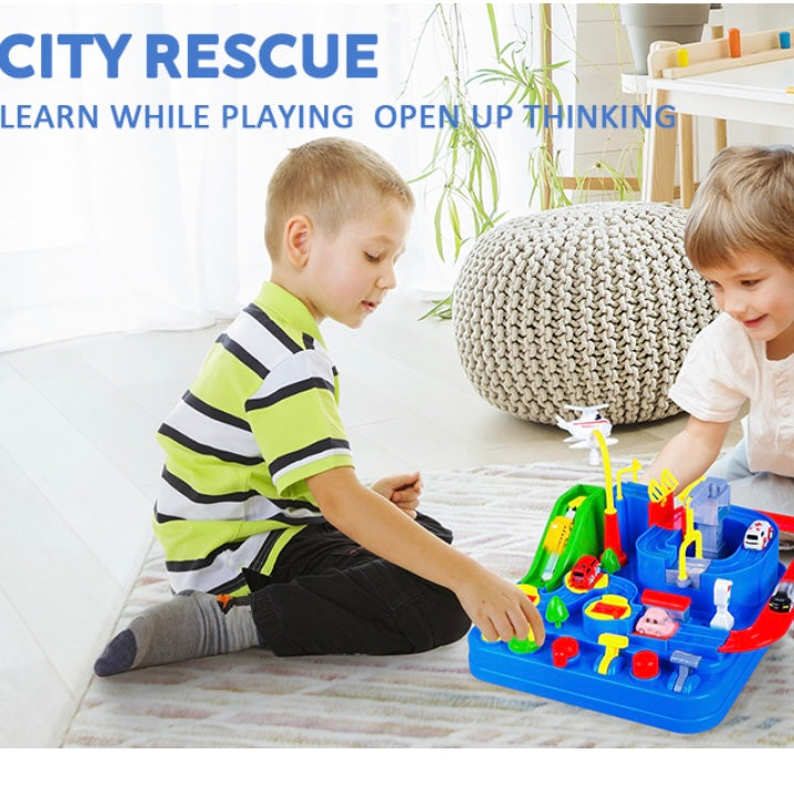 Car Race Track Adventure Toys for 3+ Year Old Boys & Girls, City Rescue Preschool Educational Vehicle Puzzle Playset