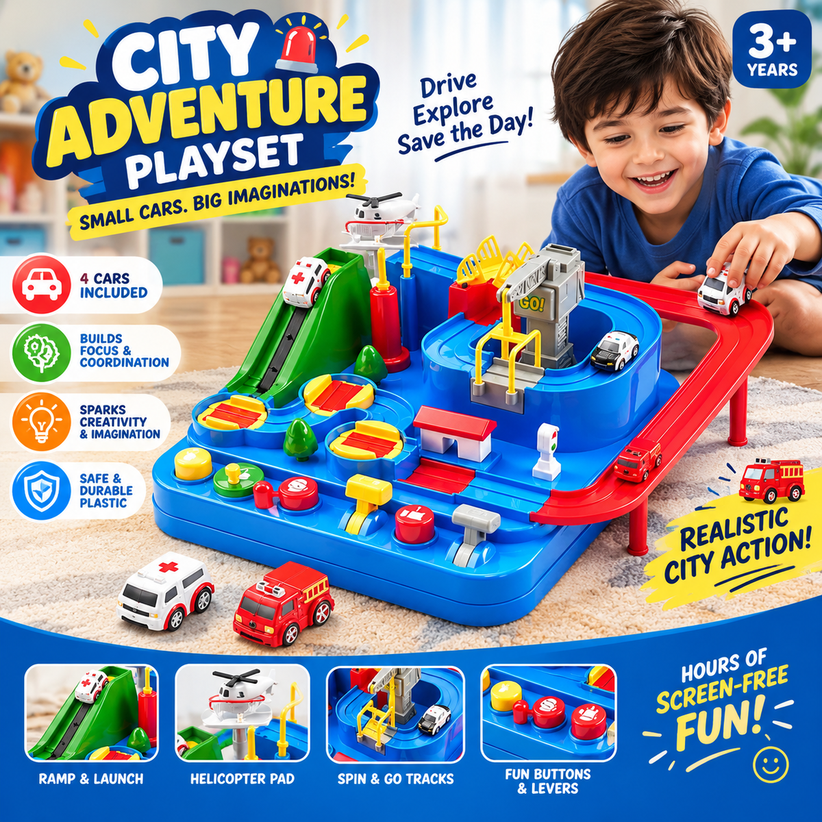 City Car Race Track Playset - mumzlife
